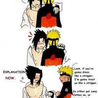 Naruto treats Sasuke as a stripper